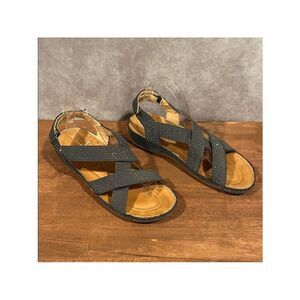 Flex Step Reagan Navy Studded Crisscross Vegan Leather Comfort Sandals sz 9